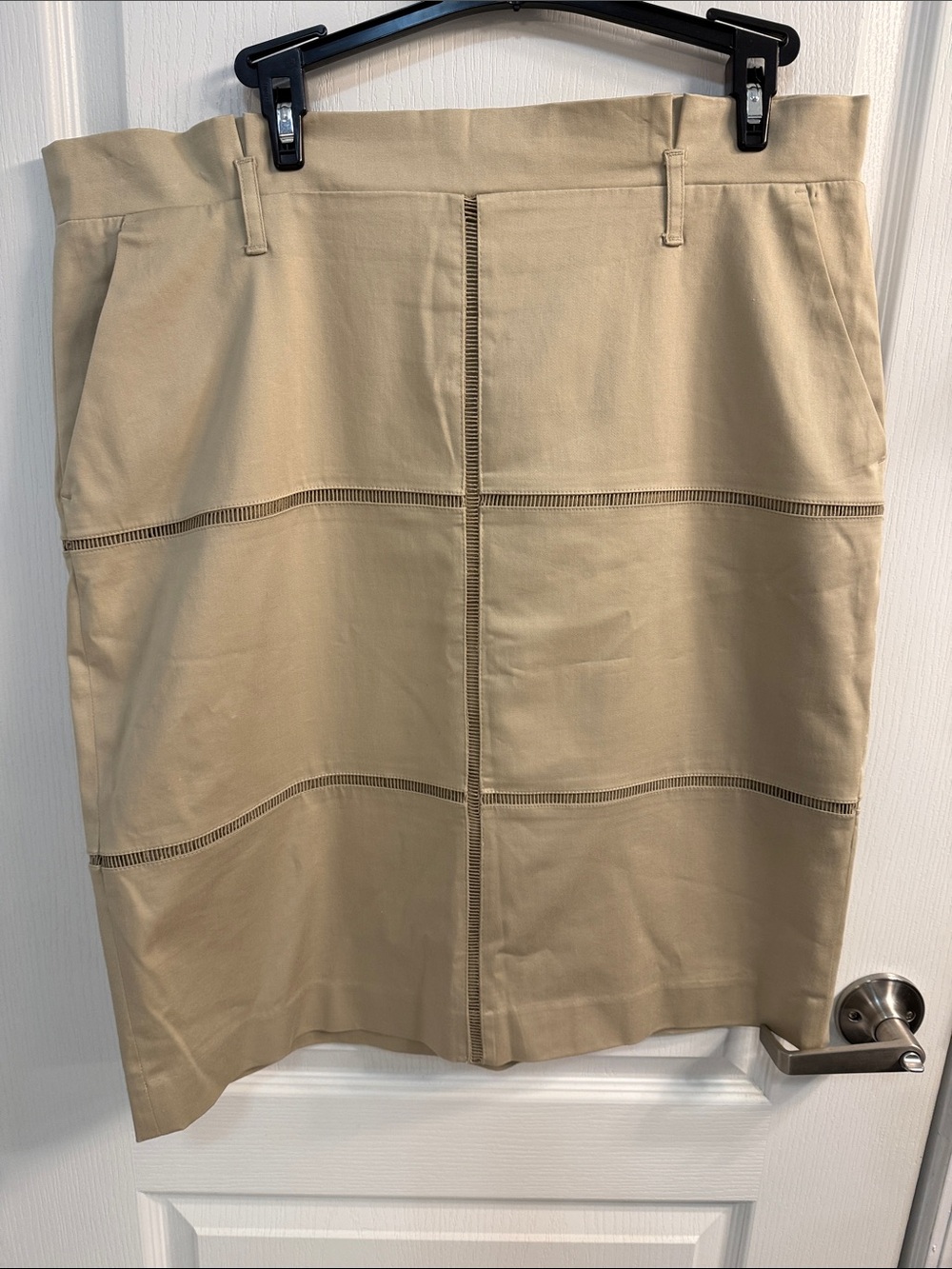 Banana Republic Beige Pencil Skirt with Ladder Stitch Panels